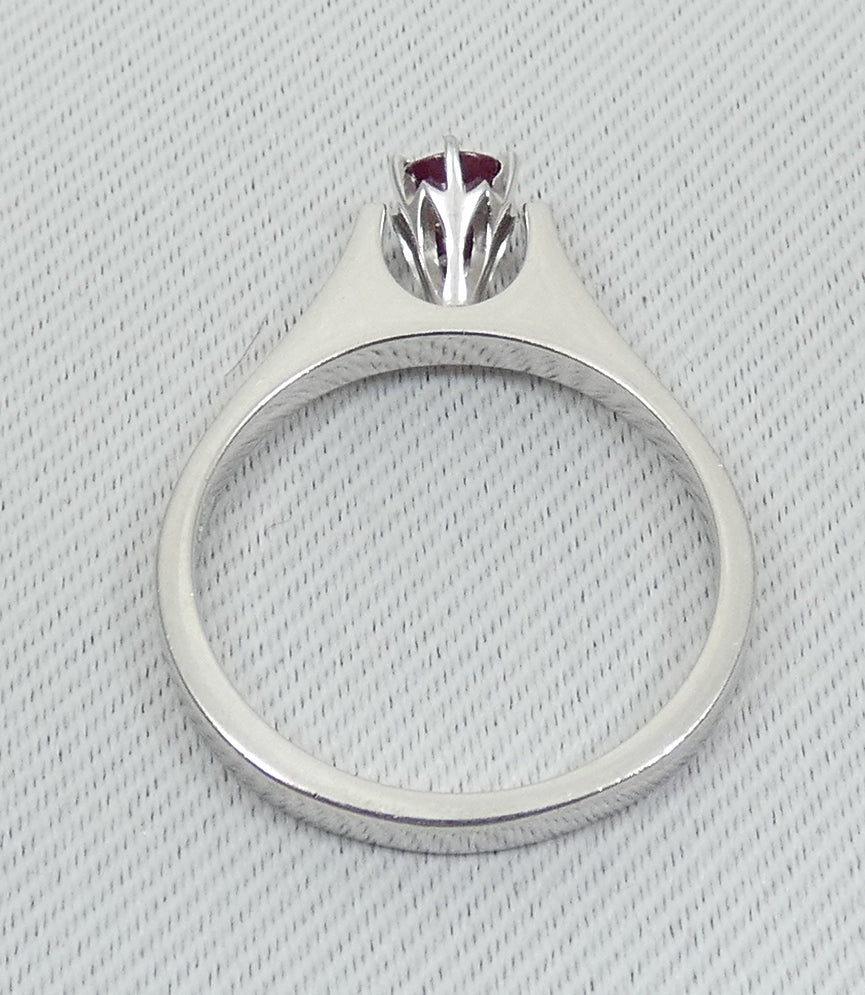 Solid 18ct White Gold 4mm Natural 0.17ct Ruby Solitaire Dress Ring Size 7 N 54