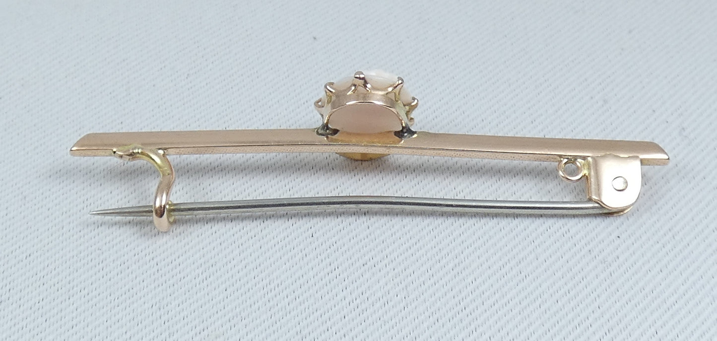 Antique Edwardian 1900 Solid 9ct Yellow Gold Shell Cameo 55mm Bar Brooch Pin 375