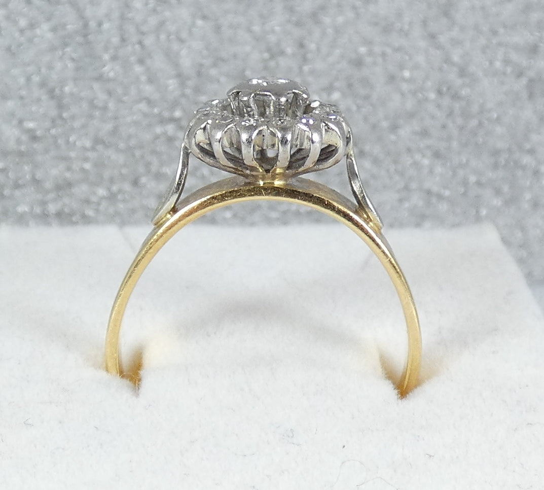 Solid 18ct Yellow Gold 0.30ct Diamond Dress Flower Engagement Ring Size 10 T 61