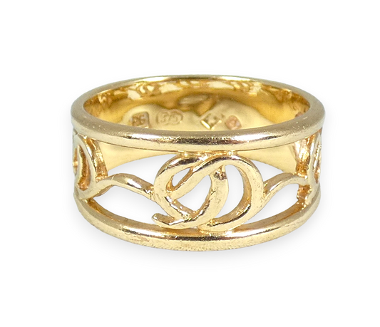 Australian Guild 9ct Yellow Gold Celtic 9mm Band Wedding Dress Ring Size 9 R 59