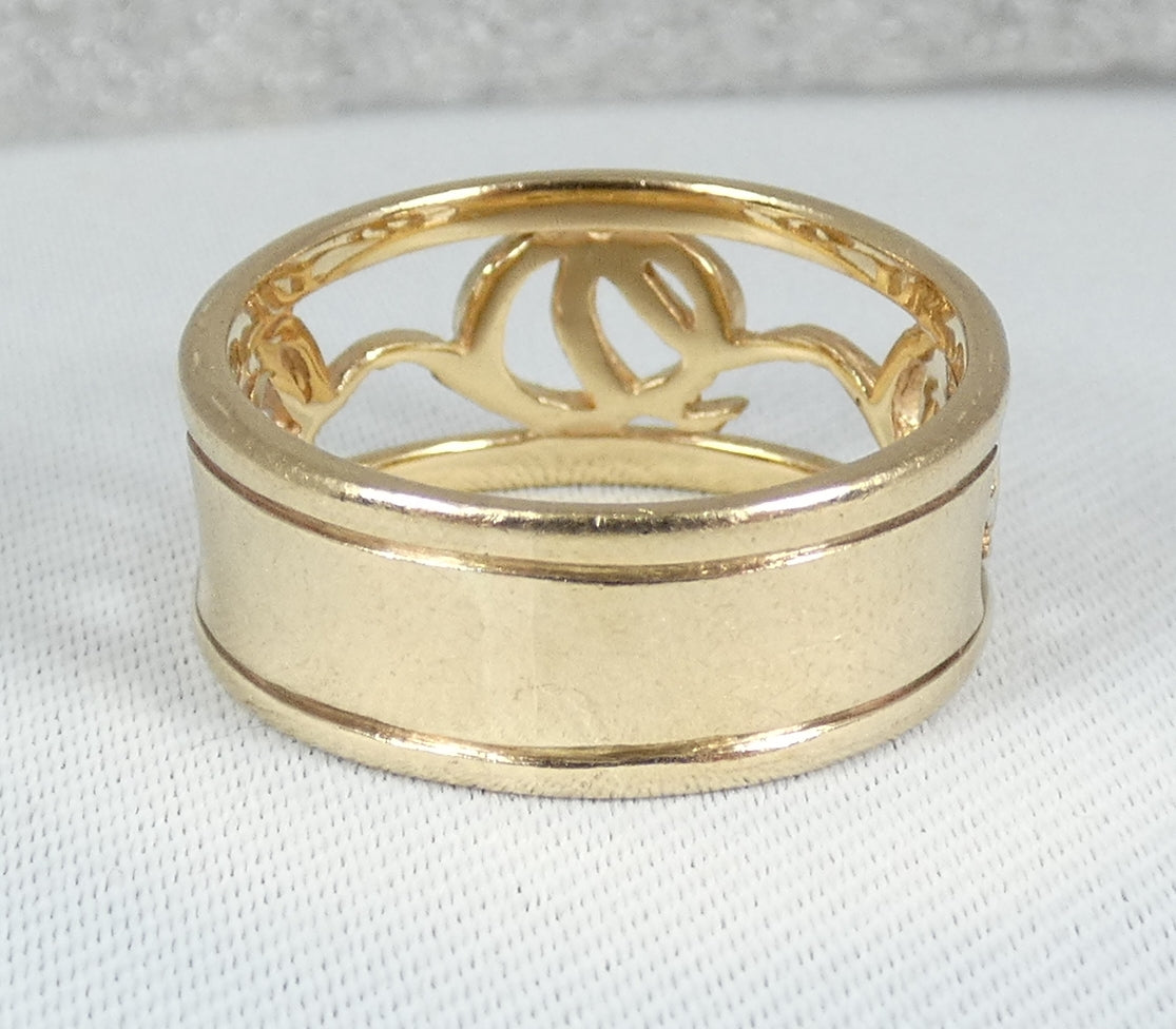 Australian Guild 9ct Yellow Gold Celtic 9mm Band Wedding Dress Ring Size 9 R 59