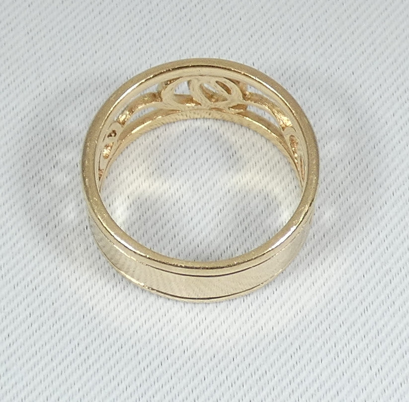 Australian Guild 9ct Yellow Gold Celtic 9mm Band Wedding Dress Ring Size 9 R 59