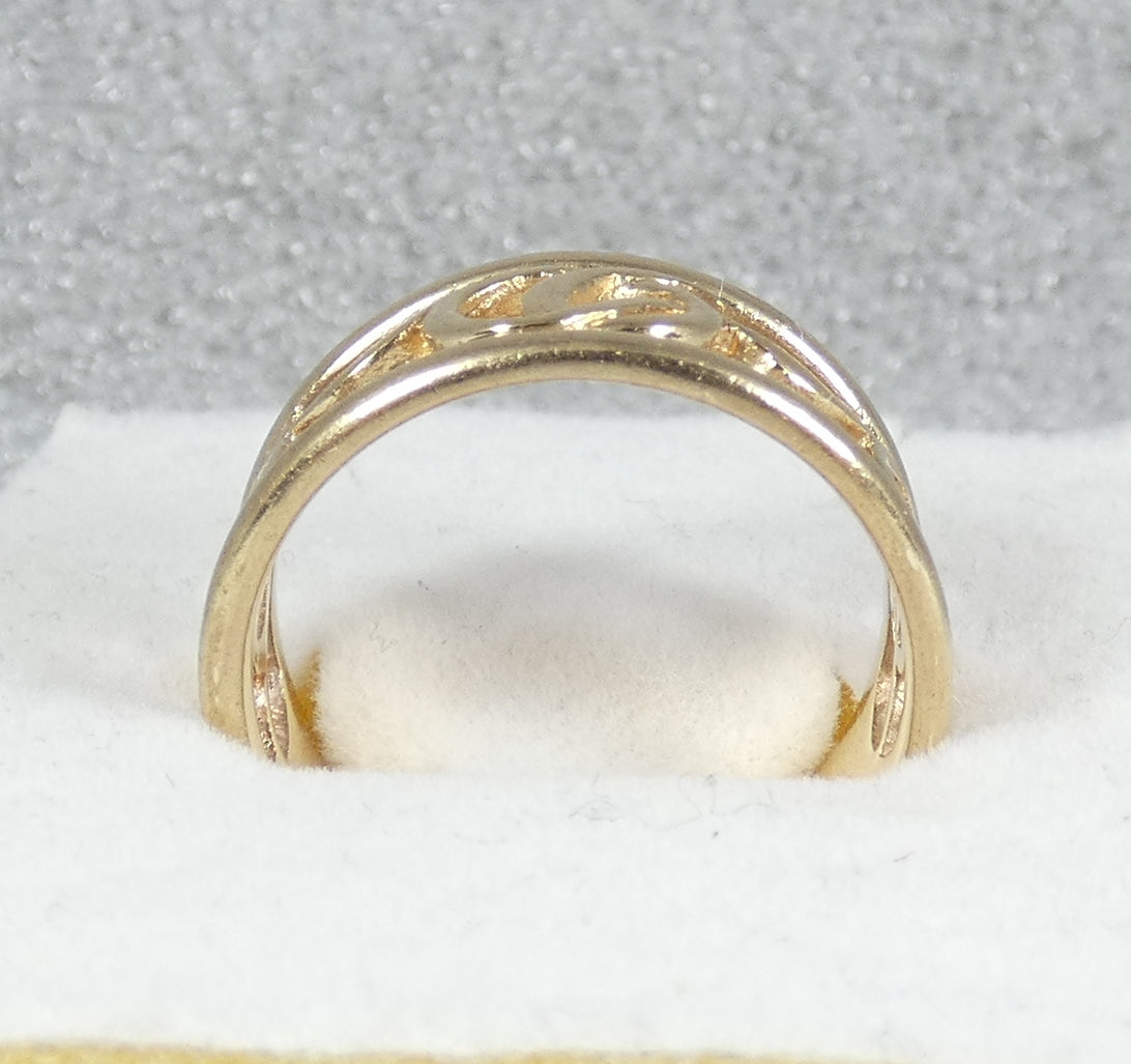 Australian Guild 9ct Yellow Gold Celtic 9mm Band Wedding Dress Ring Size 9 R 59