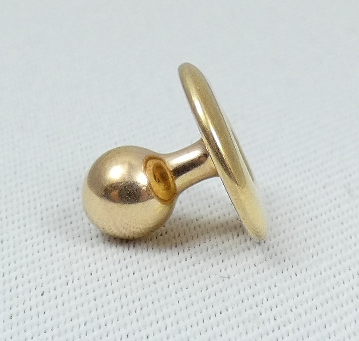 Antique Vintage Solid 9ct Yellow Gold 10mm Collar Dress Shirt Stud Button 375