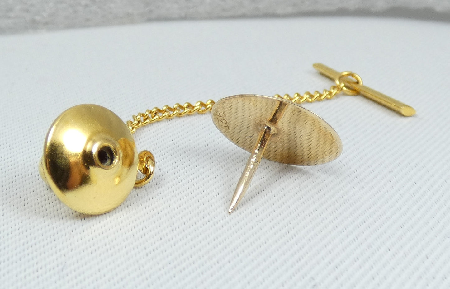 Vintage Solid 9ct Yellow Gold & Black Opal 15mm Tie Tack Collar Pin Brooch 375