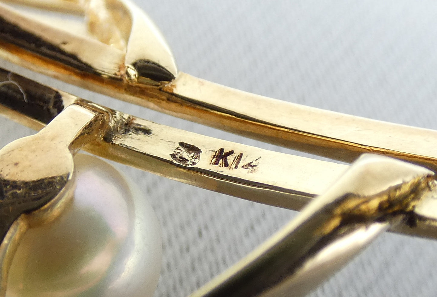 Vintage Large Solid 14ct Yellow Gold Mikimoto 5 Akoya Pearl Brooch Pin Japan 585
