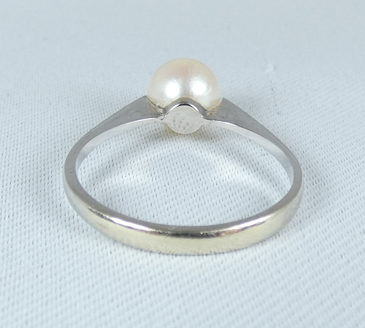 Vintage Solid 18ct White Gold 7mm Natural Pearl Solitaire Dress Ring Size 8 P 56