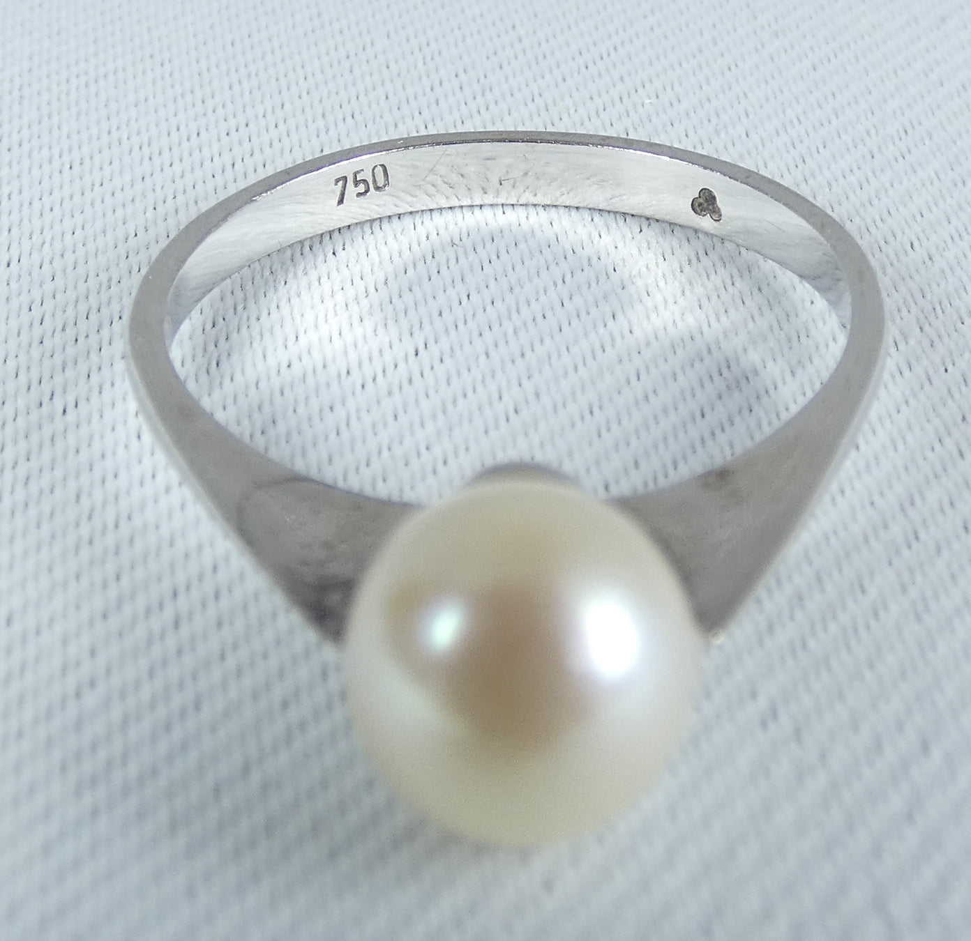 Vintage Solid 18ct White Gold 7mm Natural Pearl Solitaire Dress Ring Size 8 P 56