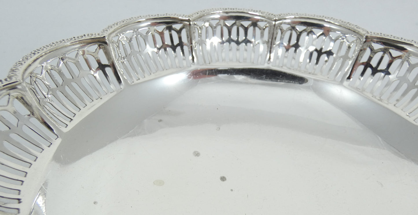 Antique Art Deco 1925 Sterling Silver 13cm Footed Bowl Bon Bon Serving Dish HB