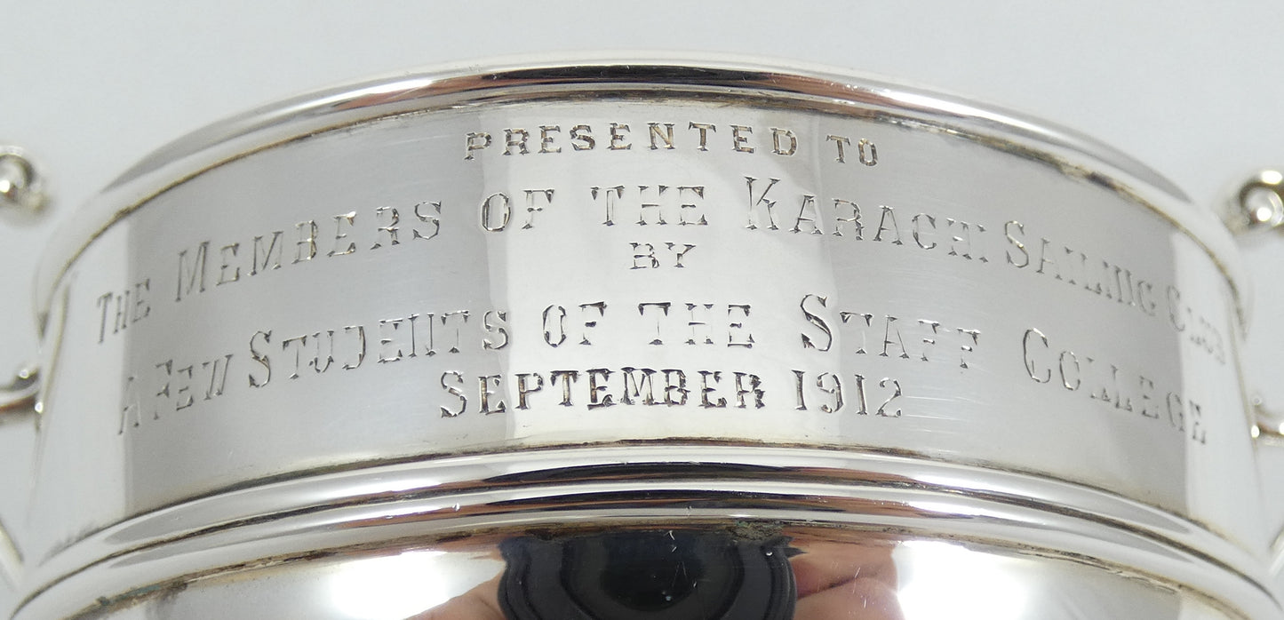 Antique Edwardian 1912 Peter Orr Sterling Silver Trophy Bowl Colonial Indian 12