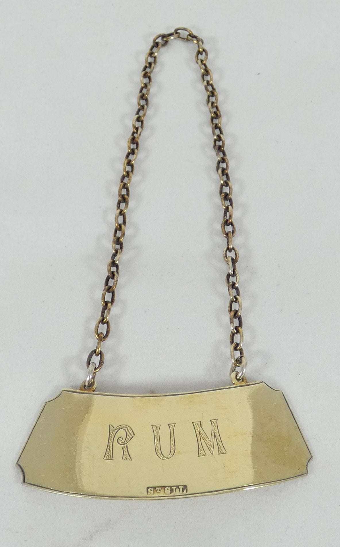 Antique 1900 Australian Sterling Silver Rum Decanter Label Spirit Bottle Tag Stg