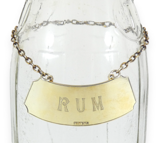 Antique 1900 Australian Sterling Silver Rum Decanter Label Spirit Bottle Tag Stg
