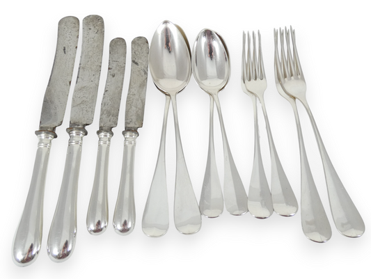 Antique German Solid 800 Silver 12pc 2pl Cutlery Set Knife Fork Spoon Sterling