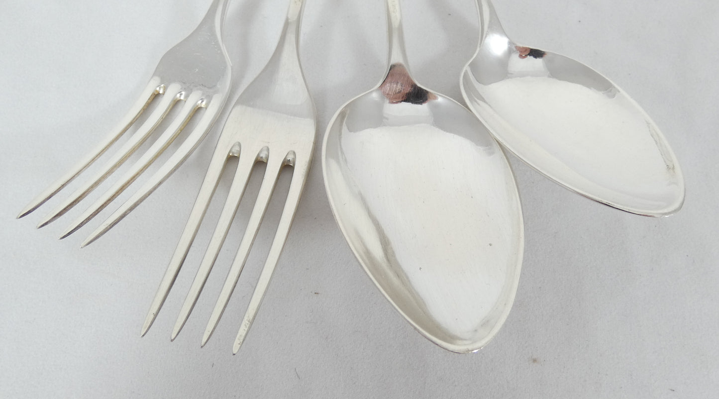 Antique German Solid 800 Silver 12pc 2pl Cutlery Set Knife Fork Spoon Sterling