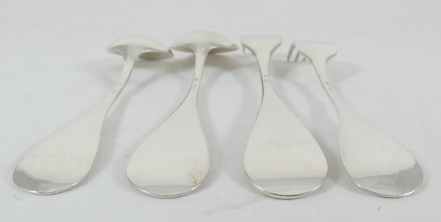 Antique German Solid 800 Silver 12pc 2pl Cutlery Set Knife Fork Spoon Sterling