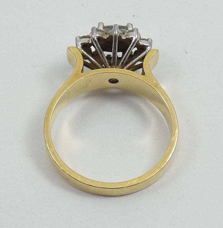 Vintage Solid 18ct Yellow Gold Opal & Diamond Flower Dress Ring Size 7 N 54 Pall
