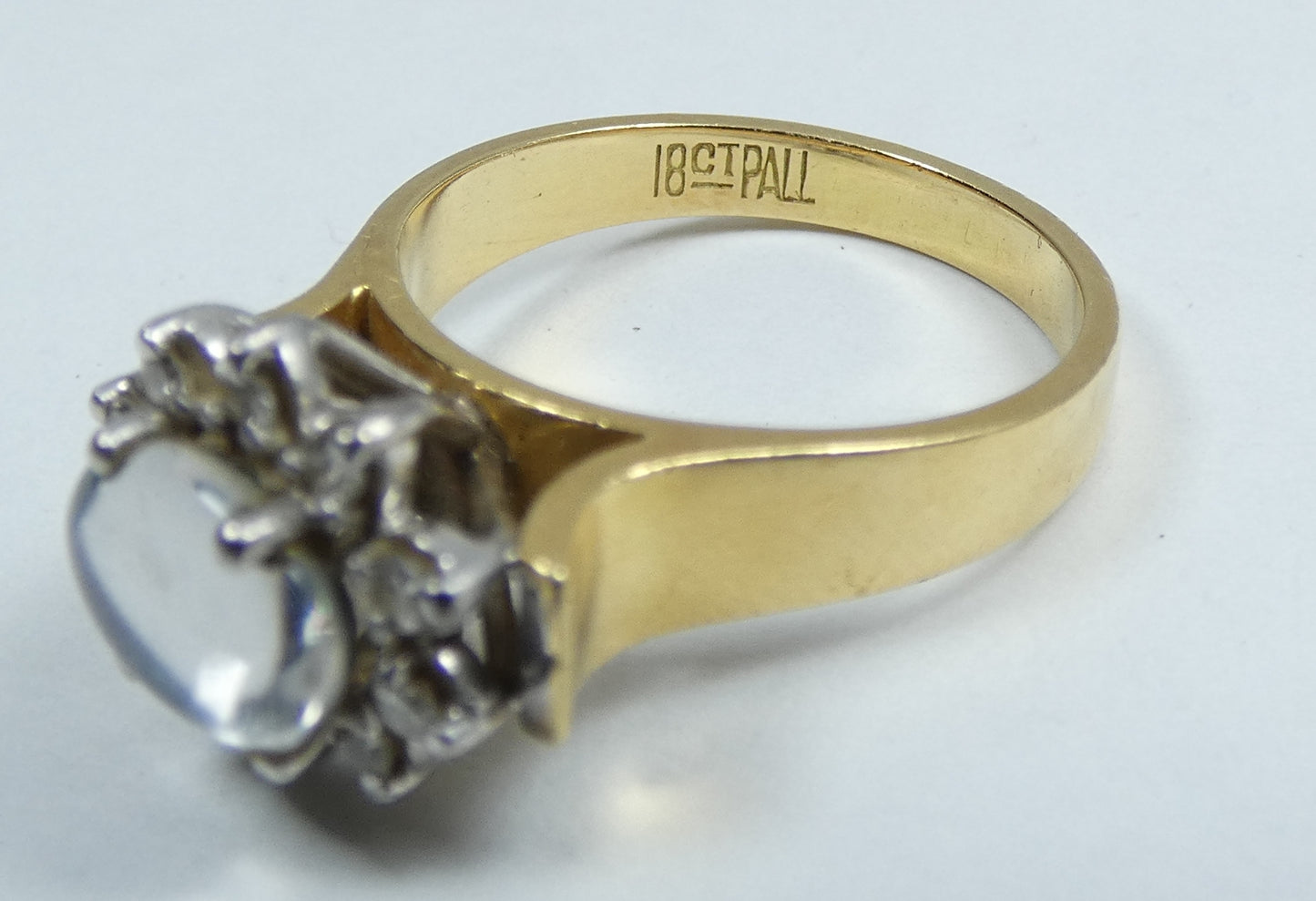 Vintage Solid 18ct Yellow Gold Opal & Diamond Flower Dress Ring Size 7 N 54 Pall