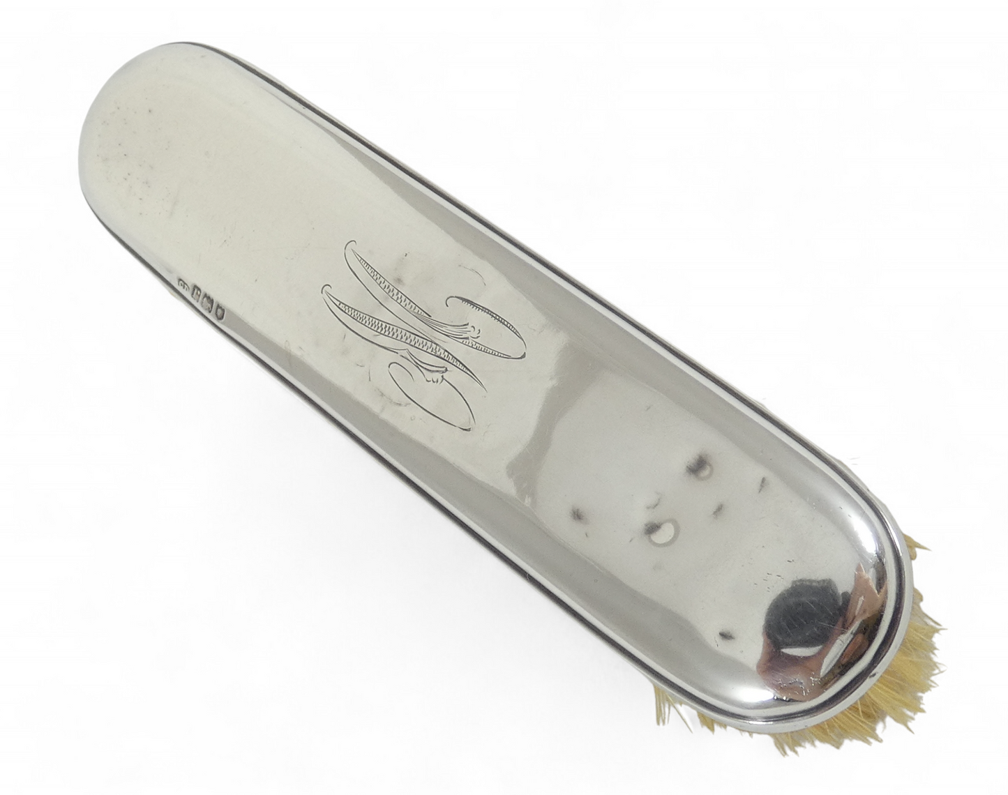 Antique Edwardian 1912 Sterling Silver Hair Clothes Brush London Shoe Dumenil