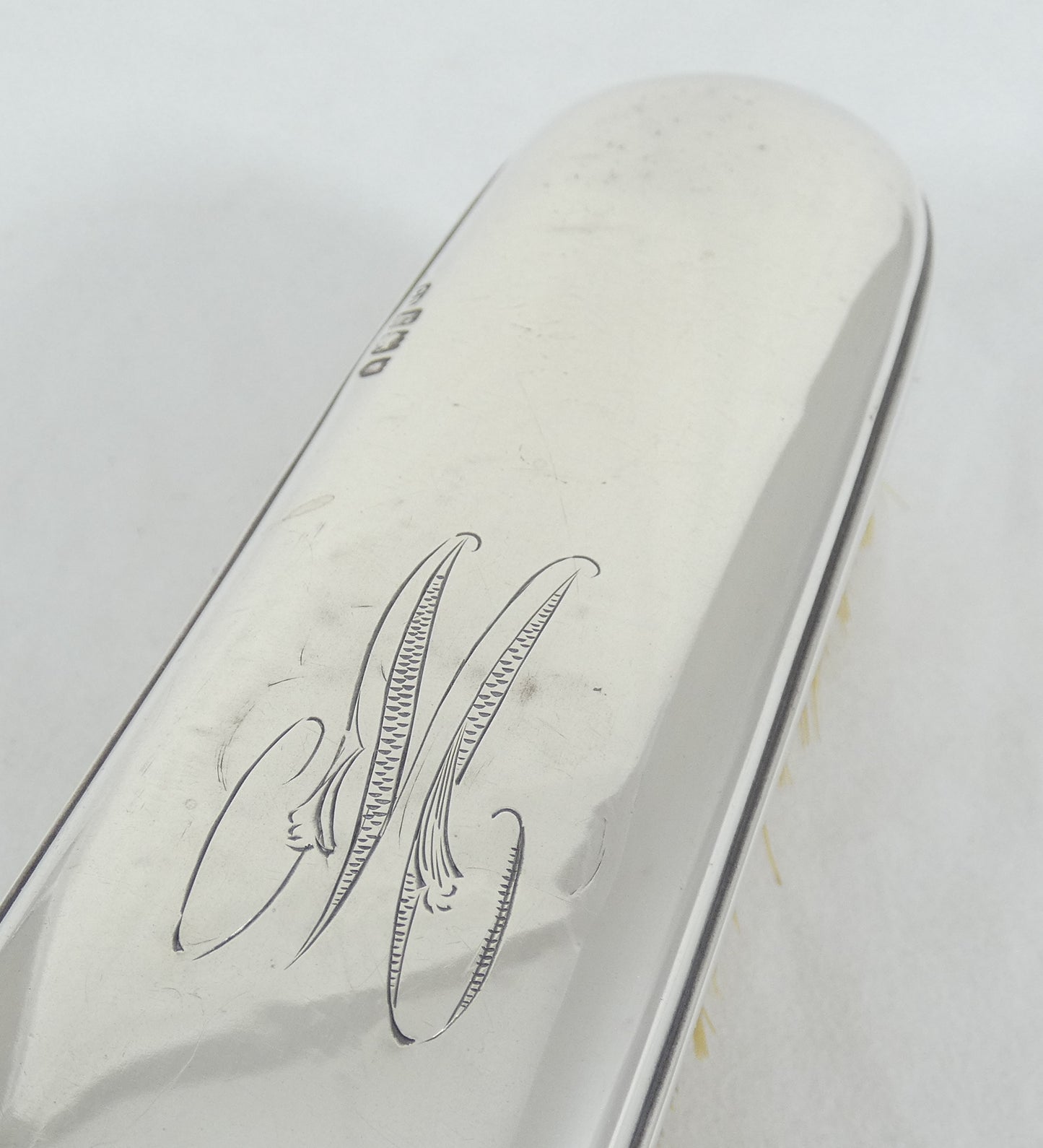 Antique Edwardian 1912 Sterling Silver Hair Clothes Brush London Shoe Dumenil