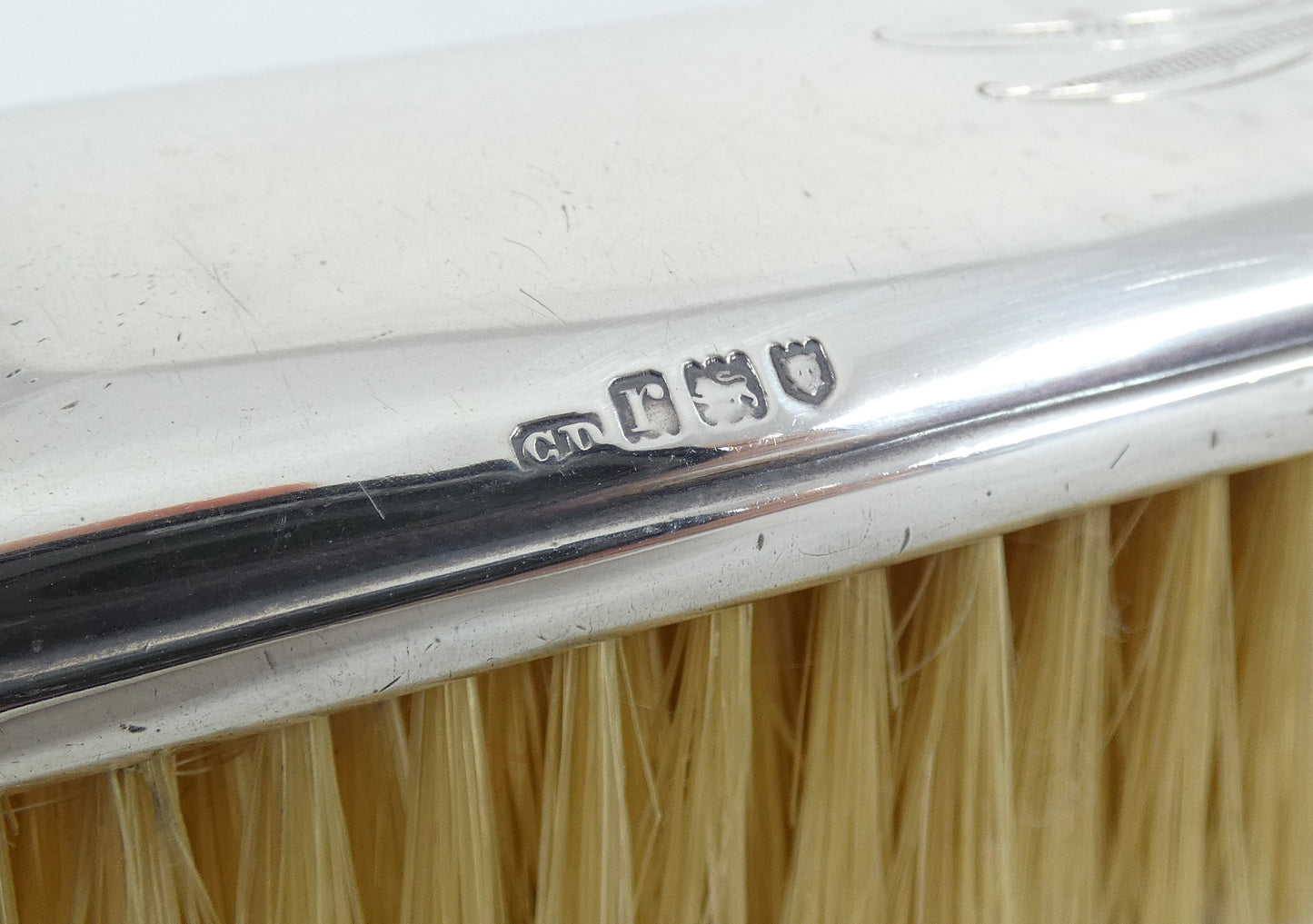 Antique Edwardian 1912 Sterling Silver Hair Clothes Brush London Shoe Dumenil