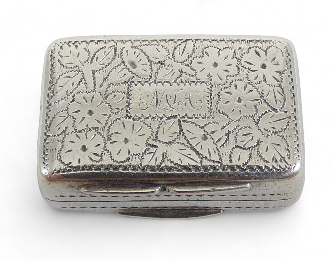 Antique Georgian 1830 Sterling Silver Vinaigrette Perfume Scent Powder Case