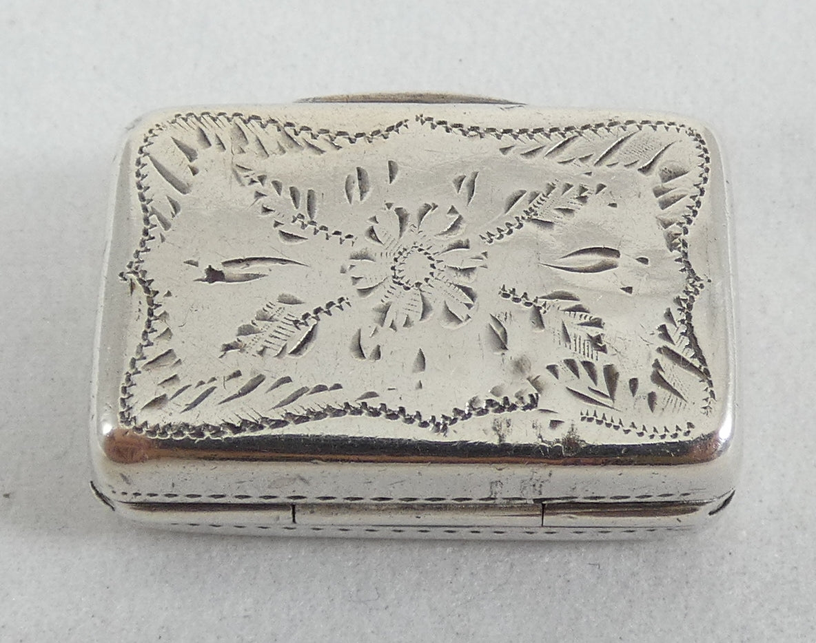 Antique Georgian 1830 Sterling Silver Vinaigrette Perfume Scent Powder Case