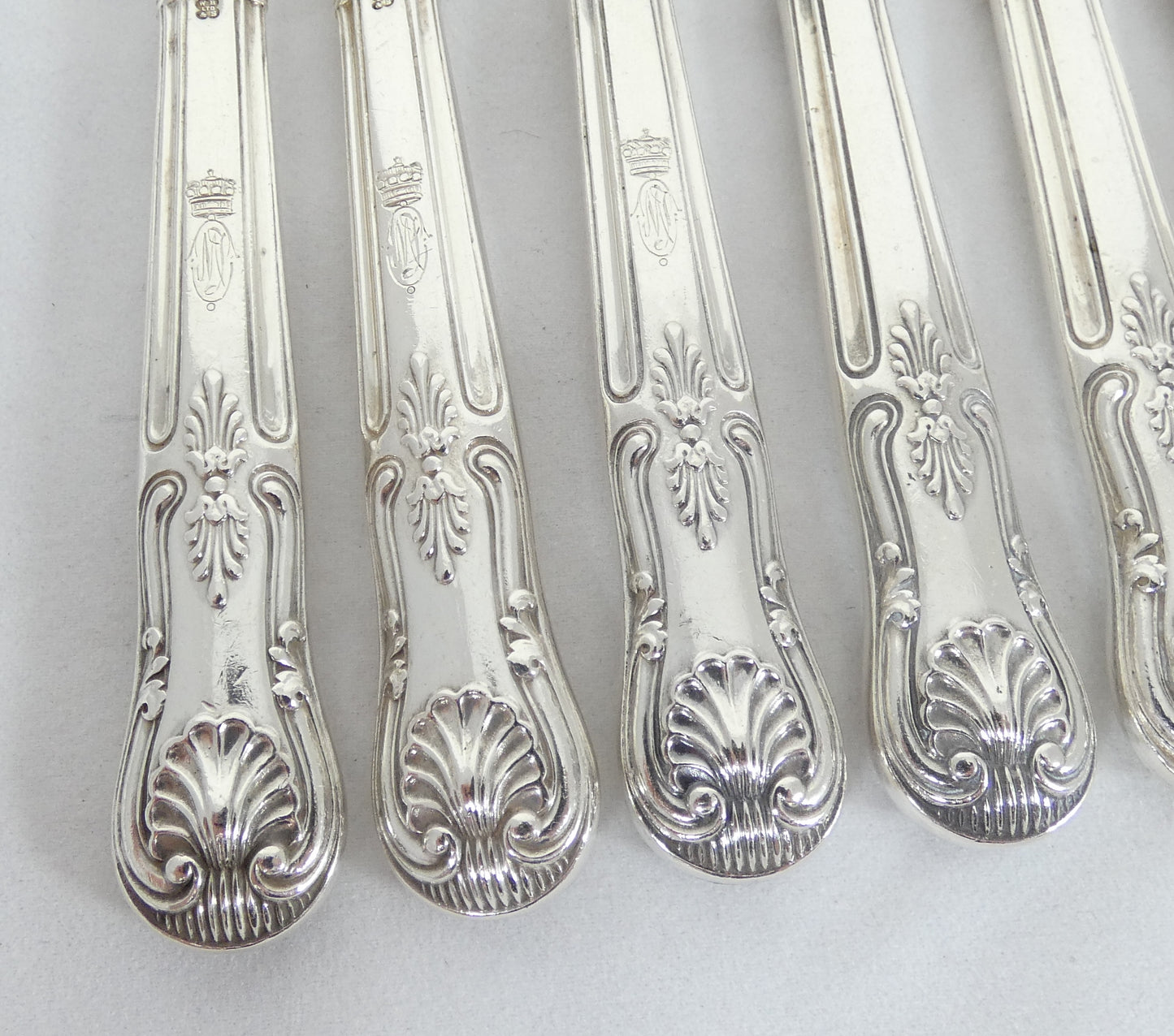 Antique 1933 12pc Sterling Silver Kings Pattern Dessert Cutlery Set Knife Fork