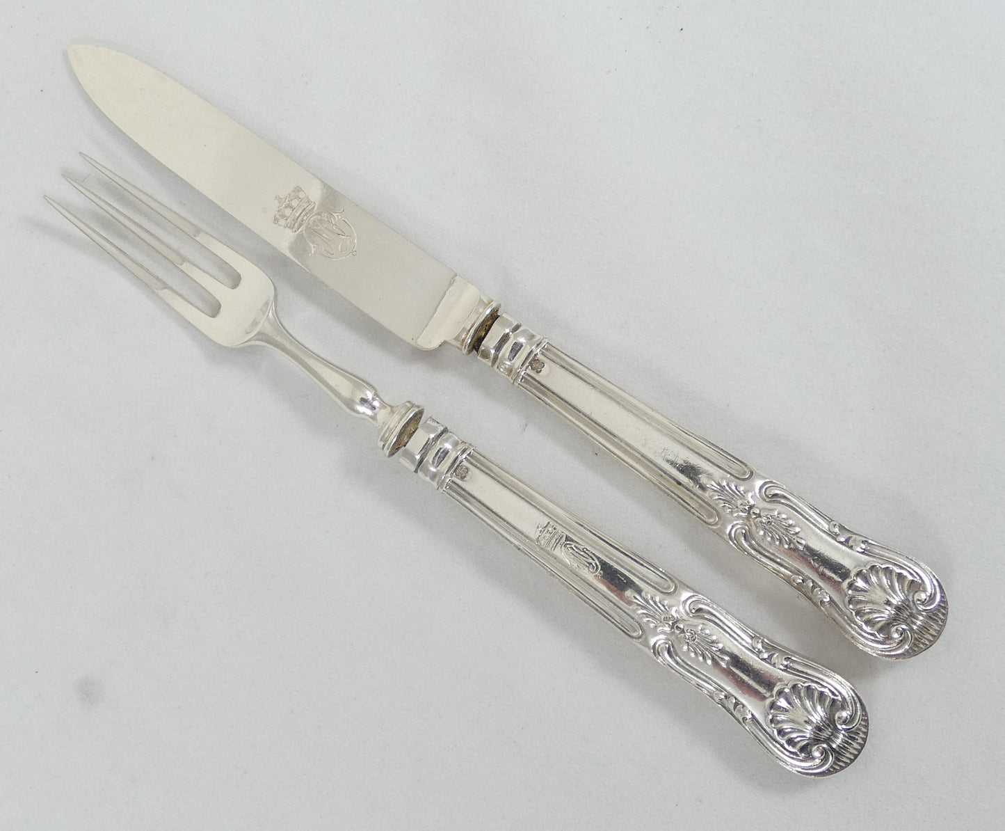 Antique 1933 12pc Sterling Silver Kings Pattern Dessert Cutlery Set Knife Fork