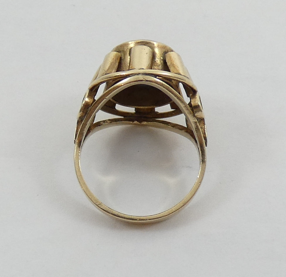 Vintage Large Solid 9ct Yellow Gold Opal Cocktail Dress Ring Size 7.5 O 55 6gm