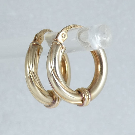 Italian Solid 9ct Yellow Gold Pair of 16mm Half Twist Hoop Earrings Set UnoaErre