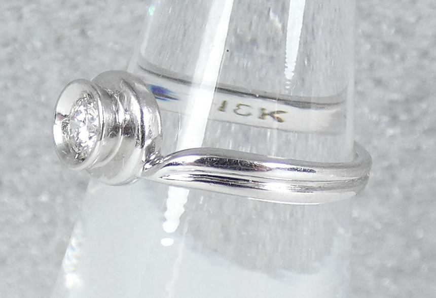 Vintage Solid 18ct White Gold 0.2ct Diamond Buckle Dress Ring Size 5.5 K 50 750