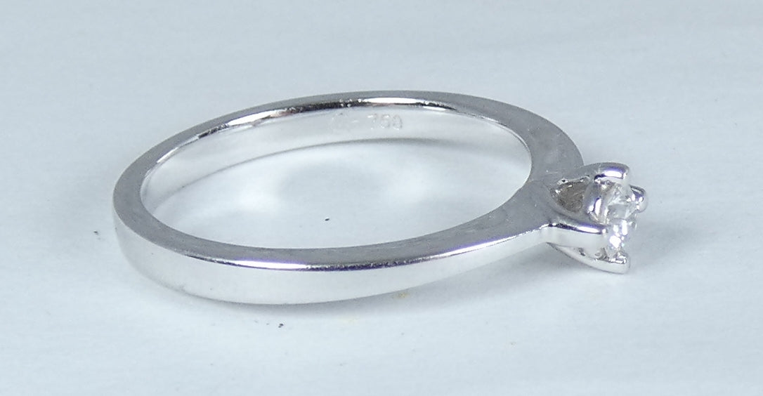 Solid 18ct White Gold 0.15ct Diamond Solitaire Engagement Dress Ring Size 5 J 49