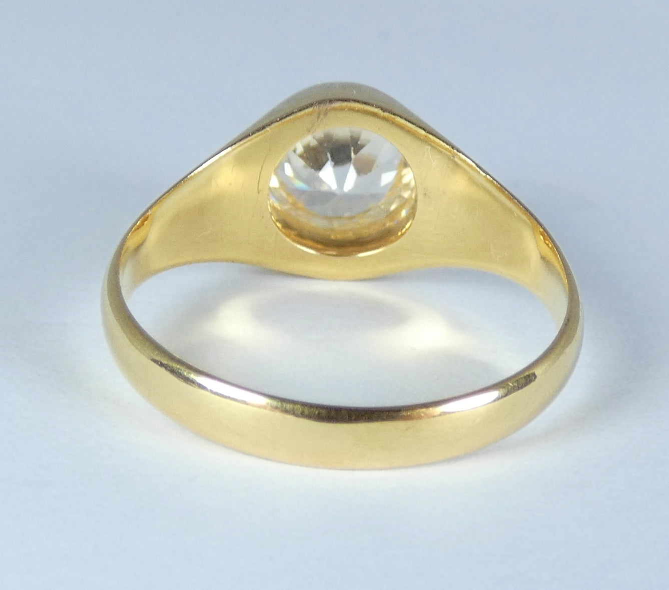 Vintage Solid 9ct Yellow Gold White Topaz Signet Solitaire Dress Ring 11.5 W 65