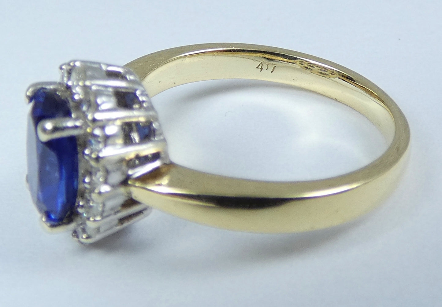 Solid 10ct Yellow Gold Ceylon Sapphire & Diamond Diana Dress Ring Size 6.5 M 52