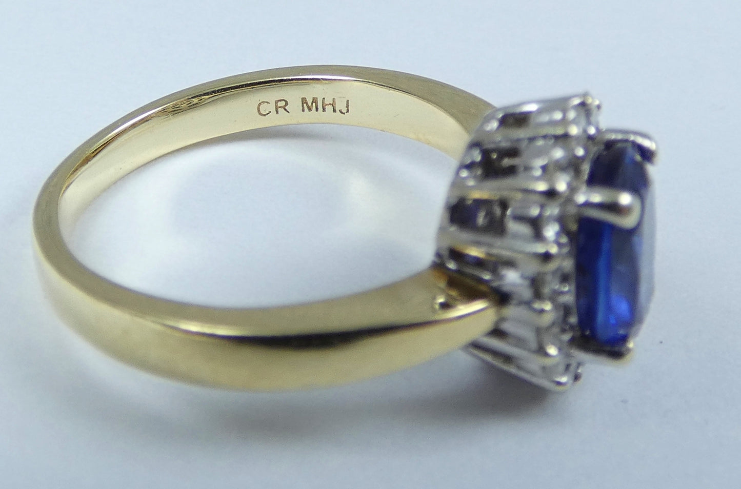 Solid 10ct Yellow Gold Ceylon Sapphire & Diamond Diana Dress Ring Size 6.5 M 52