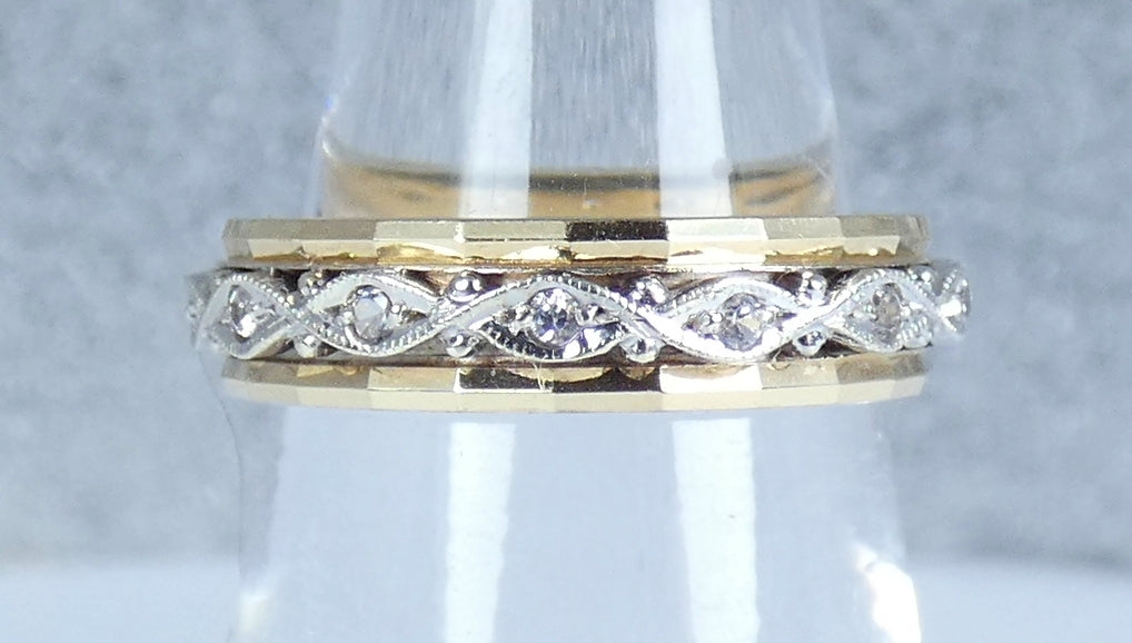 Vintage Solid 9ct Yellow Gold White Sapphire Full Eternity Wedding Ring 5.5 K 50