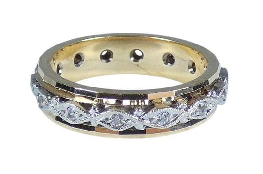 Vintage Solid 9ct Yellow Gold White Sapphire Full Eternity Wedding Ring 5.5 K 50