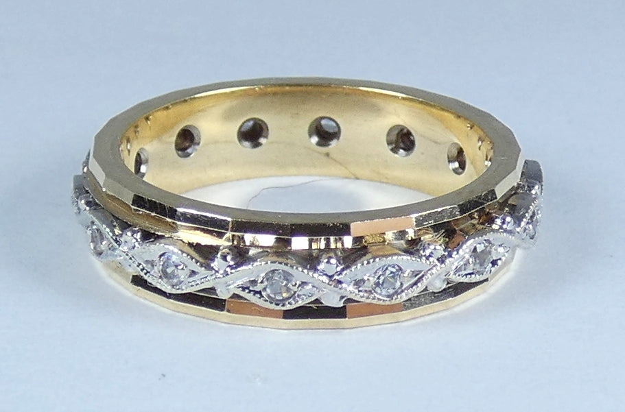 Vintage Solid 9ct Yellow Gold White Sapphire Full Eternity Wedding Ring 5.5 K 50