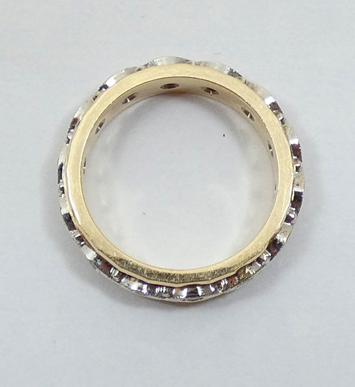 Vintage Solid 9ct Yellow Gold White Sapphire Full Eternity Wedding Ring 5.5 K 50