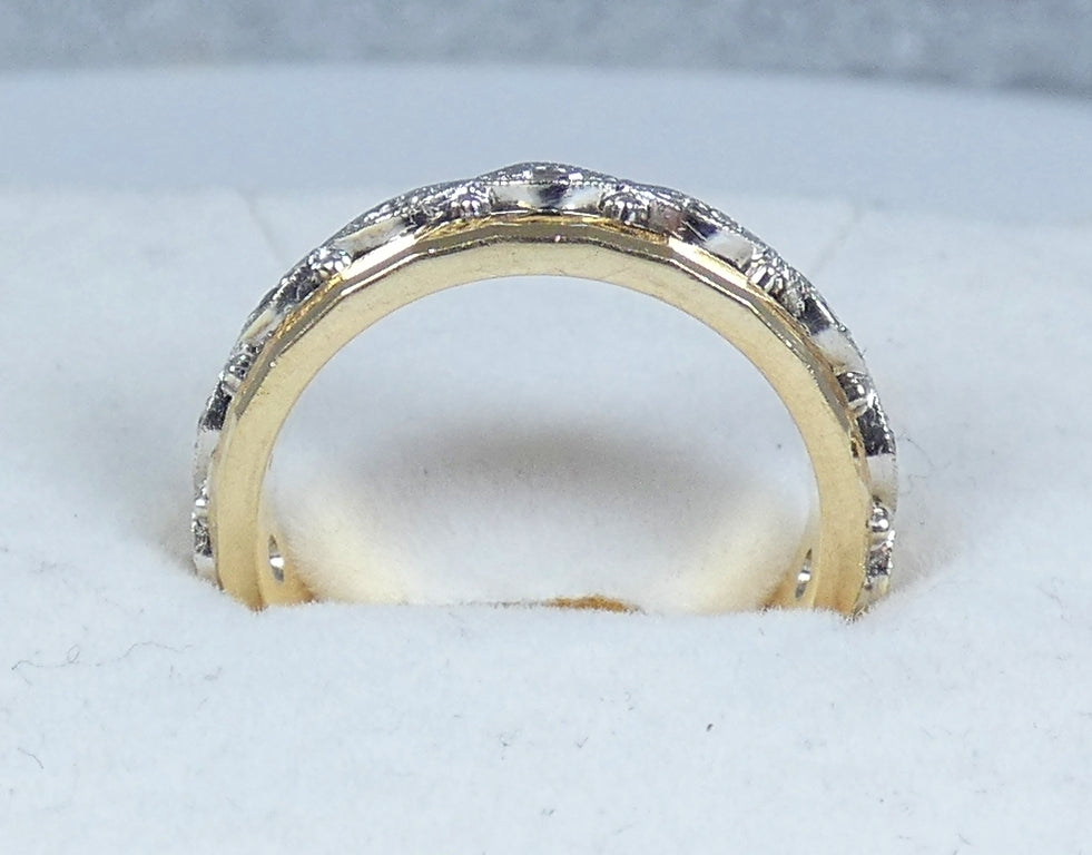 Vintage Solid 9ct Yellow Gold White Sapphire Full Eternity Wedding Ring 5.5 K 50