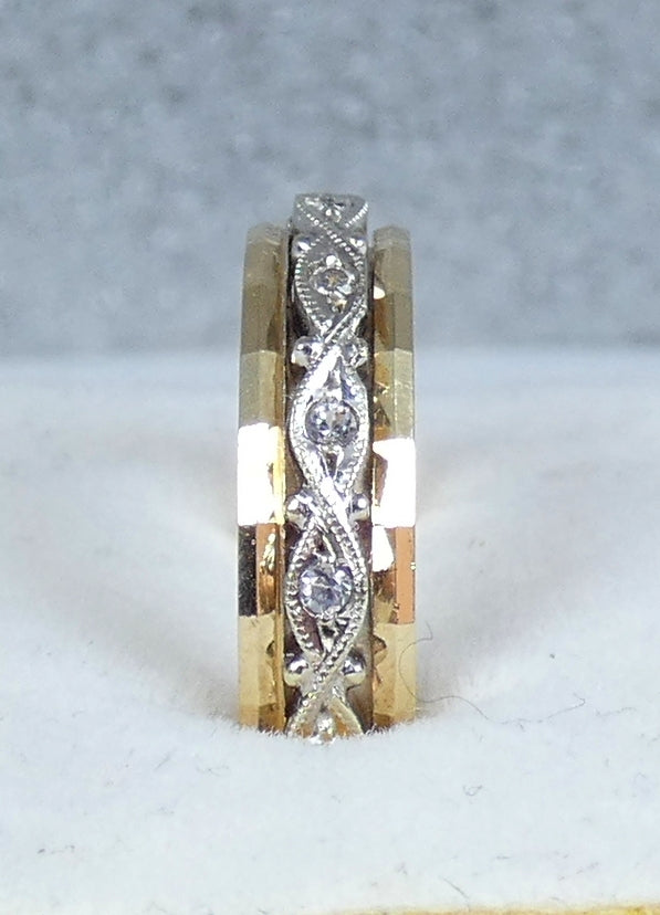 Vintage Solid 9ct Yellow Gold White Sapphire Full Eternity Wedding Ring 5.5 K 50