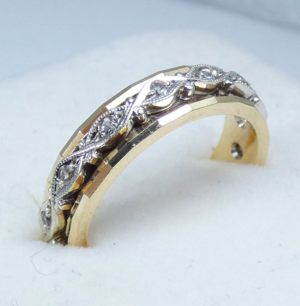 Vintage Solid 9ct Yellow Gold White Sapphire Full Eternity Wedding Ring 5.5 K 50