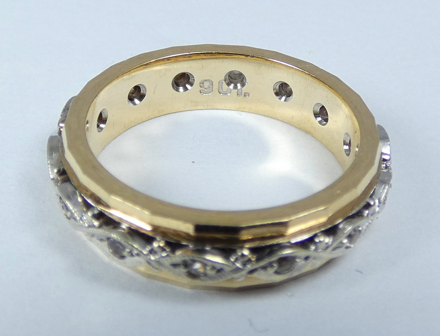 Vintage Solid 9ct Yellow Gold White Sapphire Full Eternity Wedding Ring 5.5 K 50