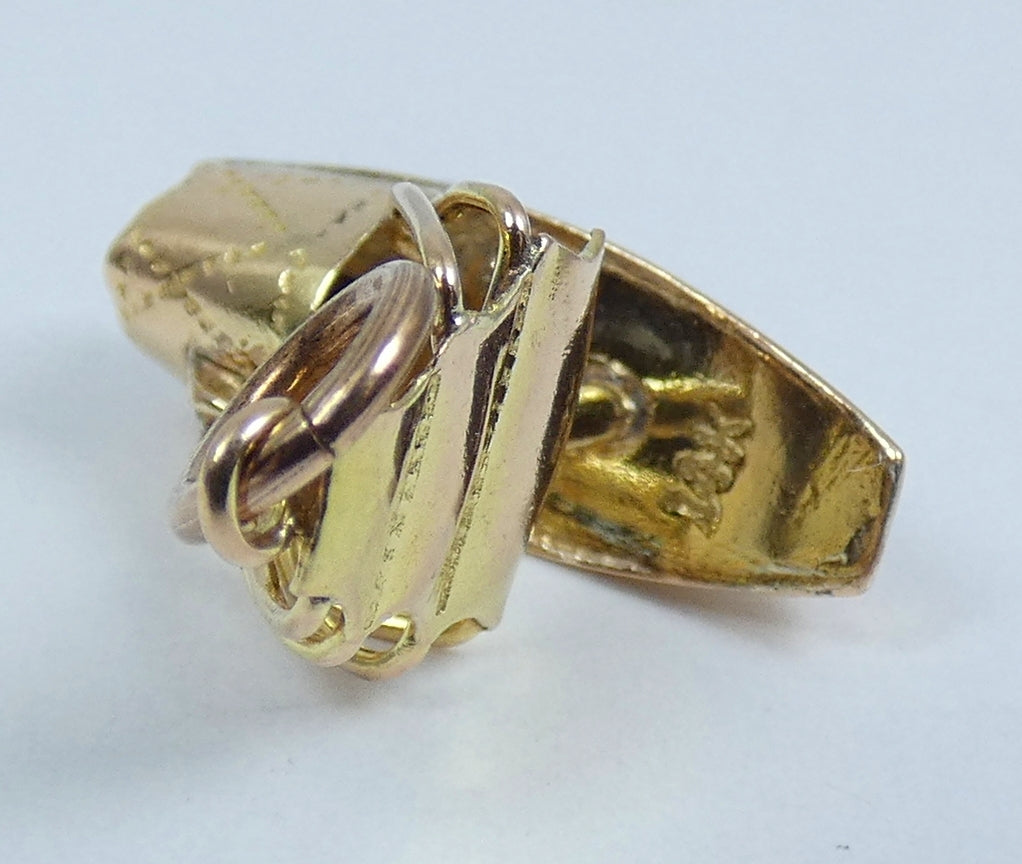 Vintage Solid 10ct Yellow Gold Sail Boat Ship Bracelet Charm Necklace Pendant