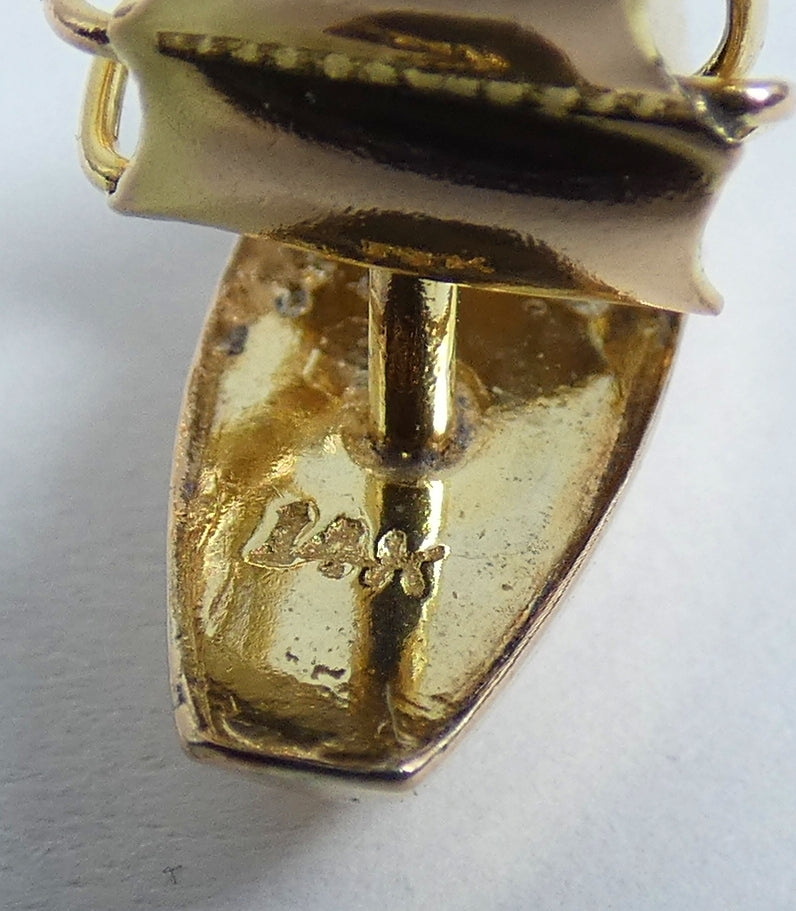 Vintage Solid 10ct Yellow Gold Sail Boat Ship Bracelet Charm Necklace Pendant