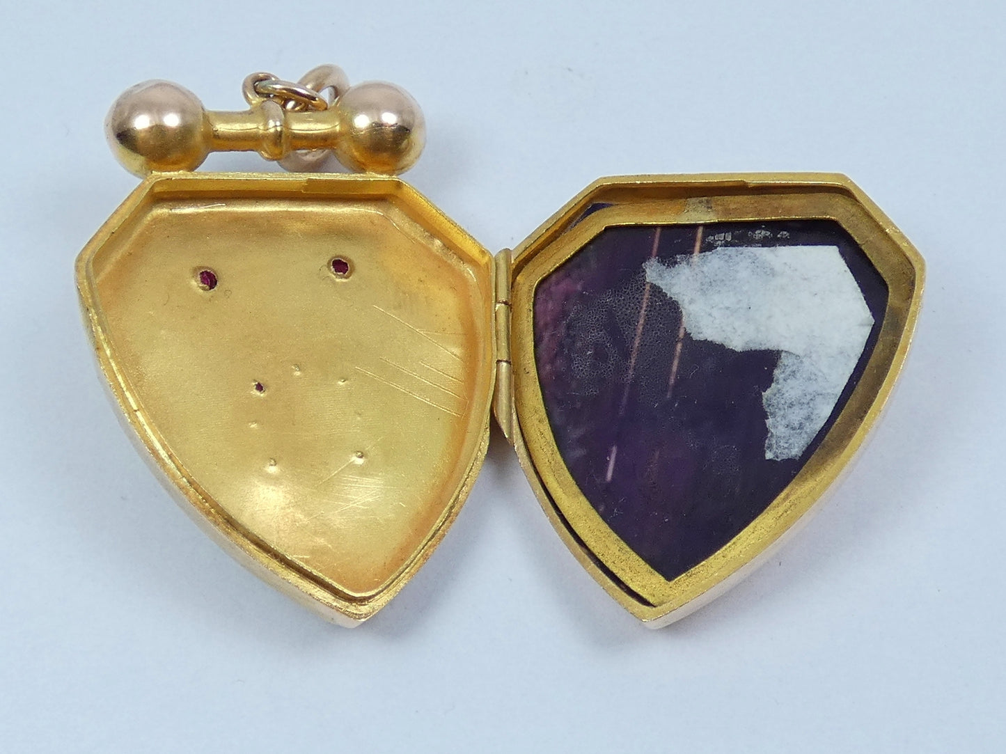 Antique Victorian 1890 Solid 9ct Yellow Gold Large Shield Photo Locket Pendant