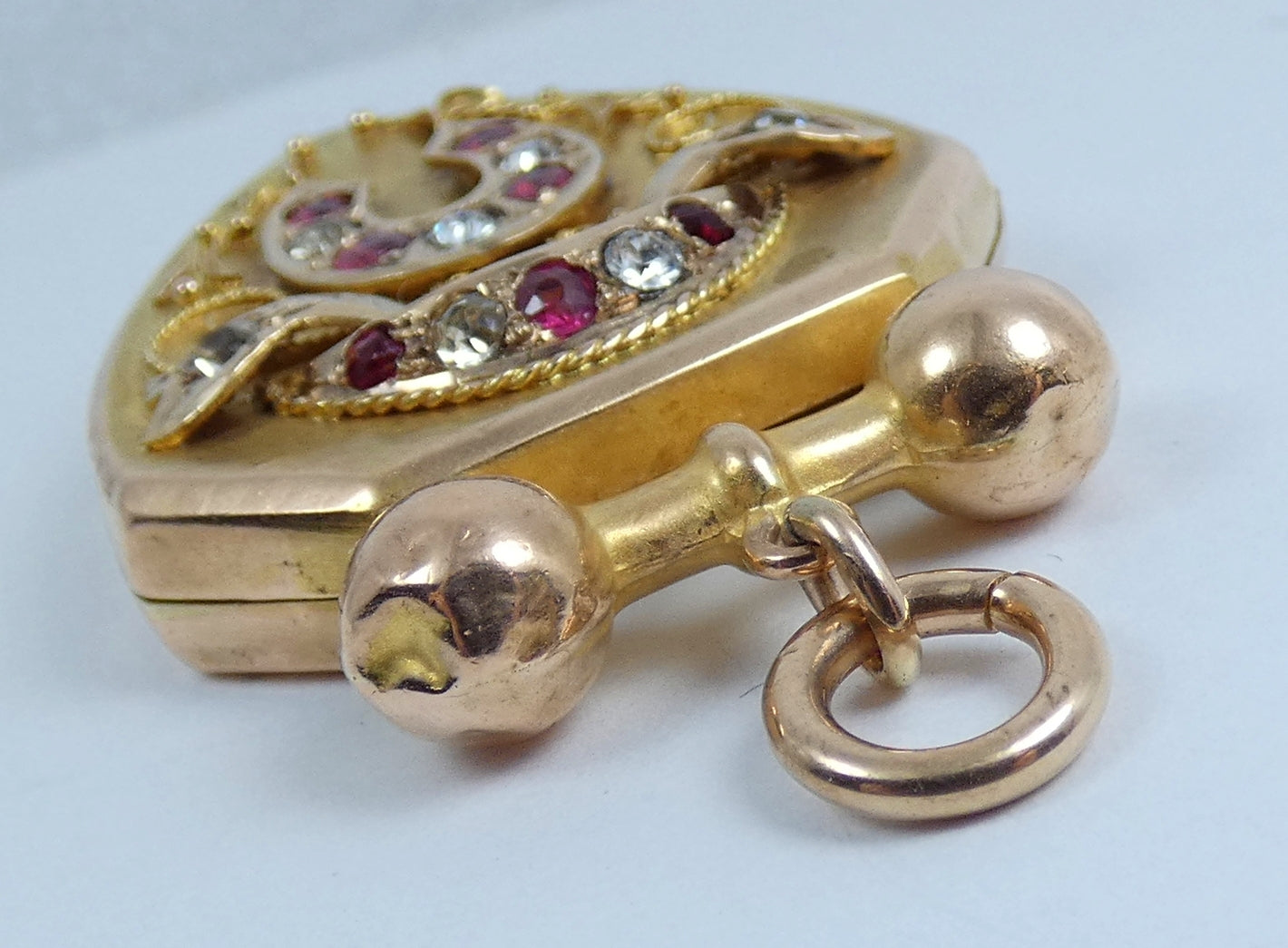 Antique Victorian 1890 Solid 9ct Yellow Gold Large Shield Photo Locket Pendant