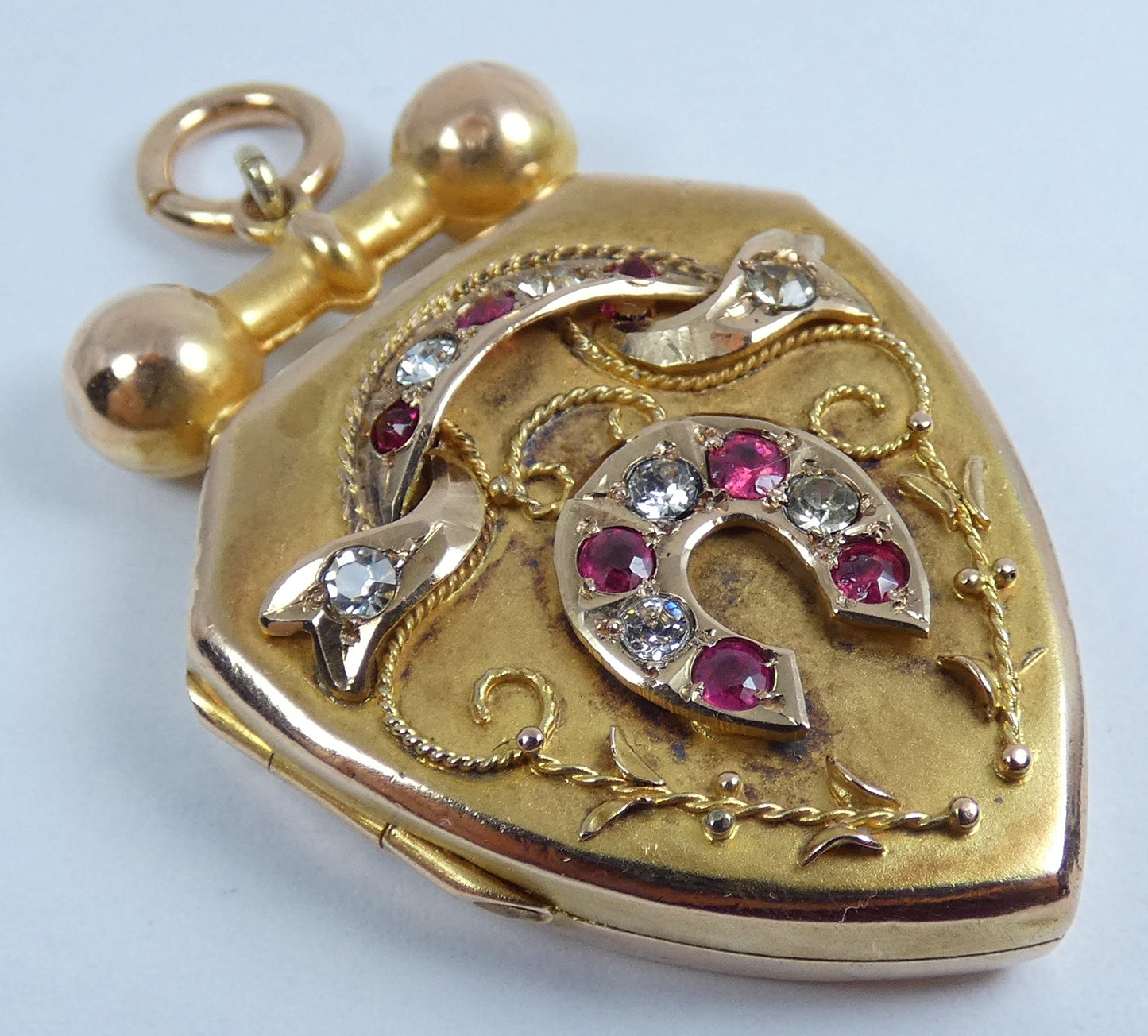 Antique Victorian 1890 Solid 9ct Yellow Gold Large Shield Photo Locket Pendant