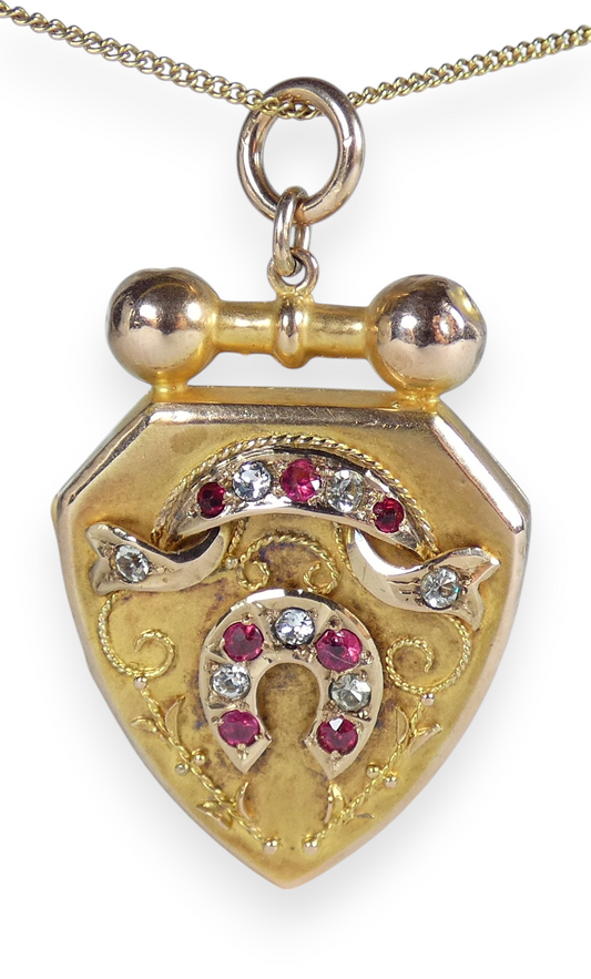 Antique Victorian 1890 Solid 9ct Yellow Gold Large Shield Photo Locket Pendant