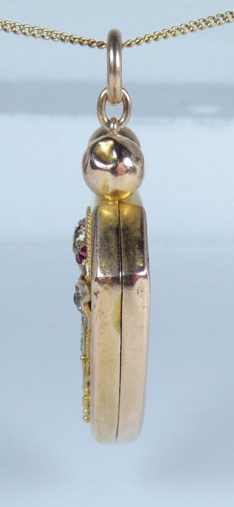 Antique Victorian 1890 Solid 9ct Yellow Gold Large Shield Photo Locket Pendant